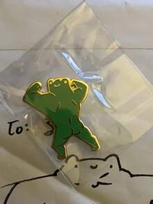 1/2pcs Fun Frog Brooch, Exercise Muscle Frog,Cute Accessories, - Green - View 3