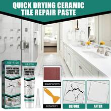 1pc Tile Repair Cream, Rapid Drying Adhesive For Repairing Bathrooms, Marbles, Furniture, Toilets, Cracks - 1 Set 3pcs - View 2