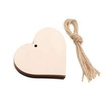 10入組8cm愛心木片,diy空白木片裝飾掛件,手繪掛件,情人節禮物 - 米色 - 查看 4