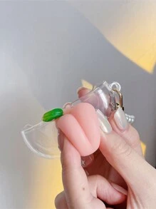 1只可愛的3d桃子形狀防水耳機盒,適用於airpods 1/2代 - 無色 - 查看 2