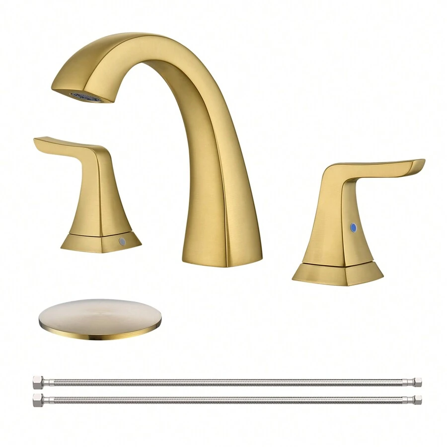 Brushed Nickel Widespread Bathroom Faucet For 3 Hole Sink, Vanity Faucet With 2 Handles And 8 ...