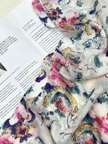 1條花卉印花甜美&年輕&清新&優雅&有感染力的女士圍巾 - 白色 - 查看 4