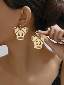 1對小批量設計運動風格與時尚個性化耳環,適合女性日常佩戴 - 金色棒球服 - 查看 3