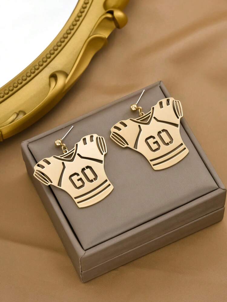 1對小批量設計運動風格與時尚個性化耳環,適合女性日常佩戴 - 金色棒球服 - 查看 4