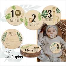 7 buc/set discuri din lemn pentru momente importante pentru bebeluși, suvenir pentru celebrarea nașterii nou-născutului, imprimate față-verso cu simboluri de naștere, cadou de petrecere - Multicolor - Vizualizare 5