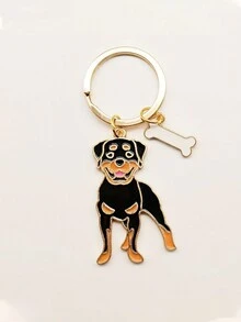 1 Pieza Llavero Con Forma De Rottweiler, Accesorios Portátiles Creativos Para Llaves, Regalo Creativo - Negro - Ver 4