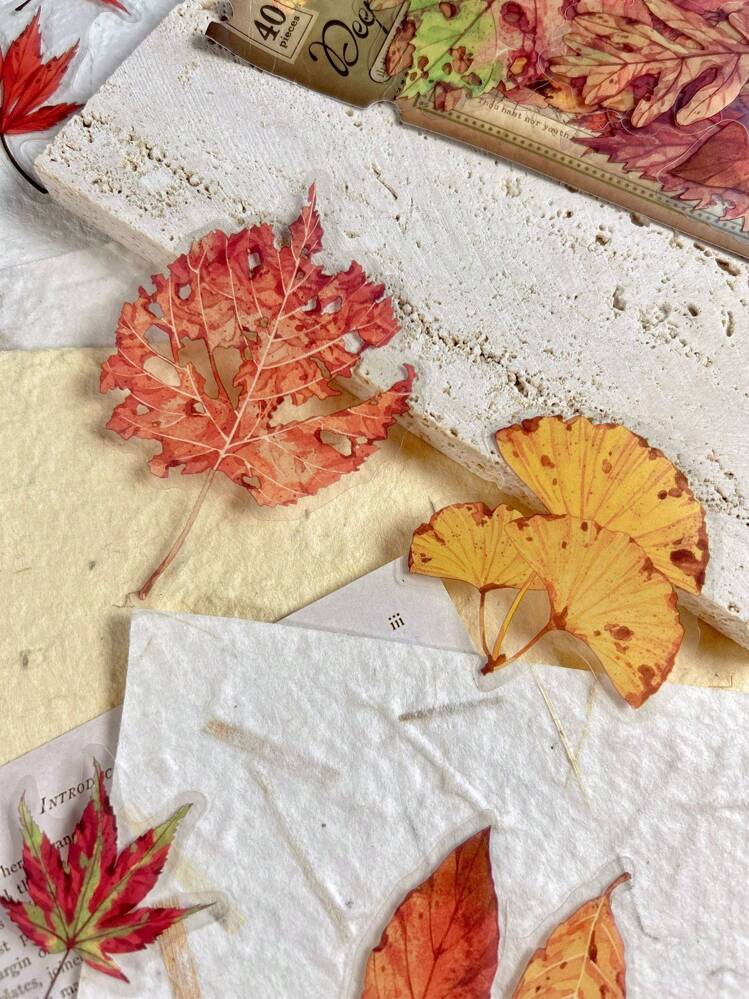 1包裝40張復古森林植物風格貼紙,適用於日記、剪貼簿、相簿、雜誌、計劃書diy裝飾 - 彩色 - 查看 4