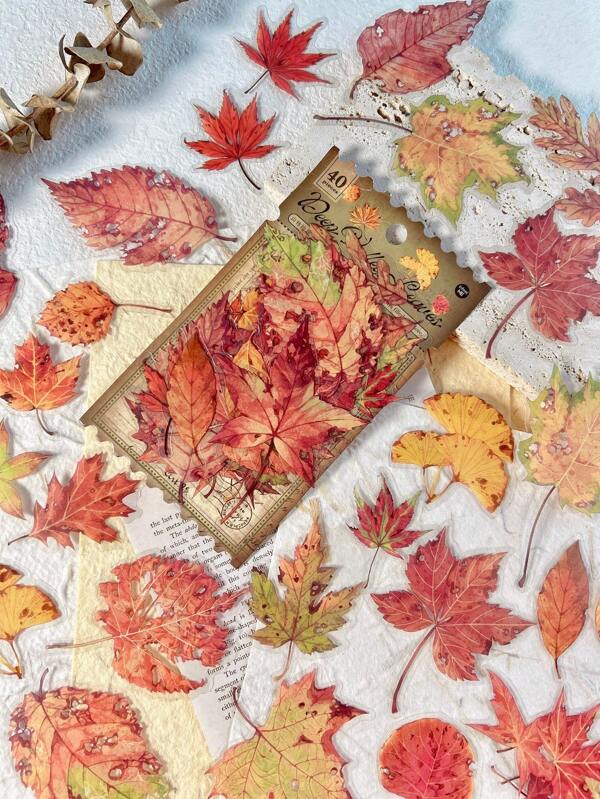 1 Packung 40 Blatt Vintage Wald Pflanzen Stil Aufkleber Set Für Tagebuch, Scrapbook, Album, Magazin, Planer Diy Dekoration