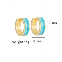 1對簡約圓形線條設計耳環 - 線條耳扣 - 查看 4