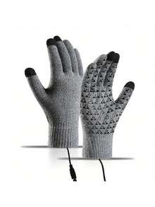 5V In-Line Heating Gloves, USB Heating Gloves, Knitted Electric Heating Gloves - Black - View 3