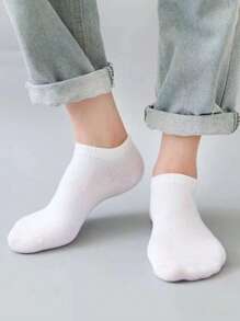 10/30/50 双男士纯色吸湿排汗休闲低帮踝袜 - 白色 - 查看 2