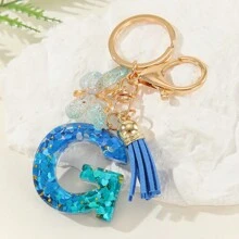1入新款女士鑰匙扣,漸變藍色字母、水晶、閃粉、蝴蝶、流蘇吊飾,適用於情人節和聖誕紀念品或diy禮物 - 彩色 - 查看 23