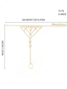 1pc New Style Beach Vacation Simple & Fashionable Interlinked Toe Chain Anklet - Multicolor - View 5
