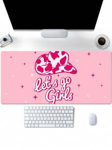 1pc Pink Theme Patterned Anti-Slip Gaming / Work Mouse Pad, 4 Sizes Available - Orange - View 1