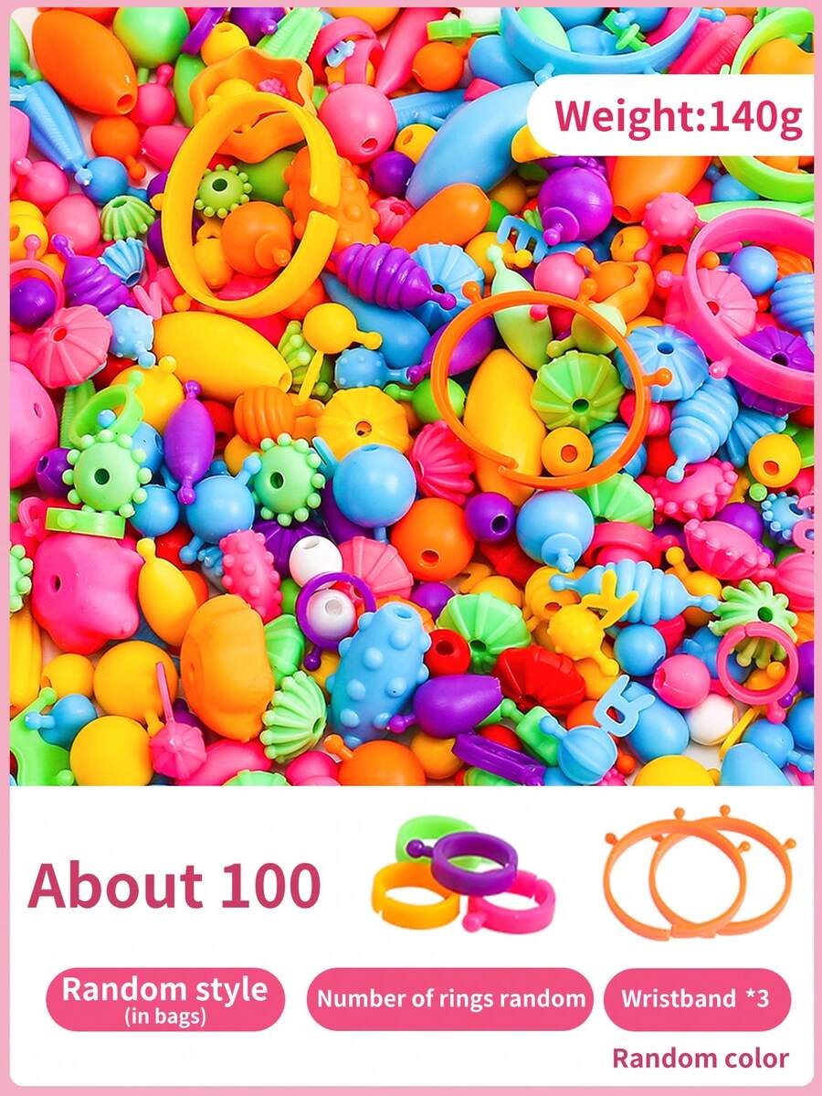 1 件（袋裝）- 100 顆流行珠帶 3 件手鍊作為禮物 - 黃色 - 查看 1