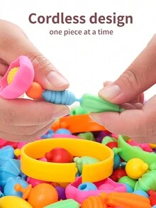 1 件（袋裝）- 100 顆流行珠帶 3 件手鍊作為禮物 - 黃色 - 查看 2