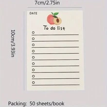 1 件 50 張水果印花記事本,可愛迷你筆記本,用於留言和待辦事項列表 - 彩色 - 查看 2