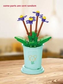 122入組帶花朵模型的積木套裝,小顆粒diy玩具,適用於兒童教育和智力發展,適用於禮品 - 彩色 - 查看 3