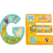 1入組木製字母和數字拼圖,abc視覺詞彙學習動物拼圖,玩具聖誕萬聖節感恩節生日禮物：動物拼圖：abc學習玩具 - 彩色 - 查看 8