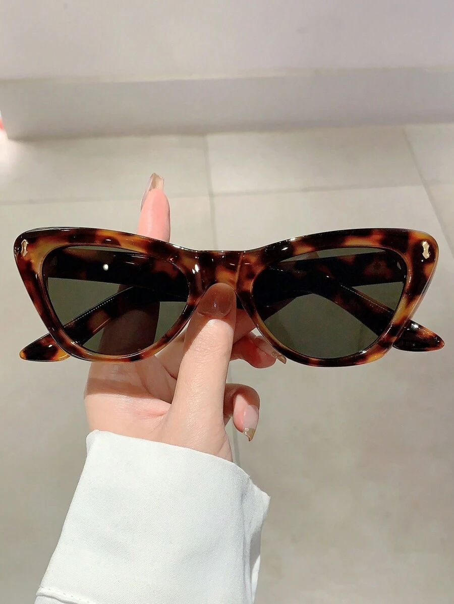 2024年新款时尚多色大框猫眼风格女士时尚眼镜，复古撞色设计框架装饰眼镜