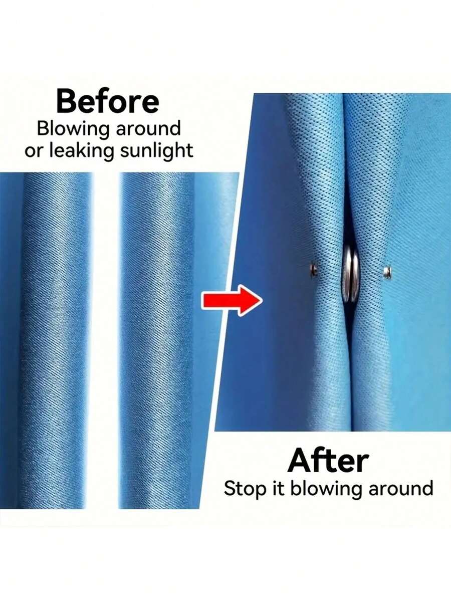 5/10對帶背釘磁性簾扣,磁性簾夾,窗扣,適用於家庭臥室辦公室窗簾 - 銀色 - 查看 1