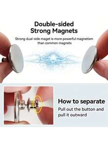 5/10對帶背釘磁性簾扣,磁性簾夾,窗扣,適用於家庭臥室辦公室窗簾 - 銀色 - 查看 4