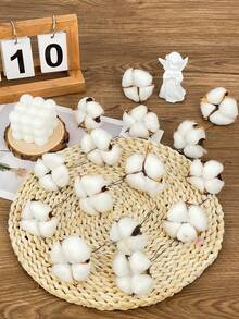 10 Pcs  Dried Cotton Head, Fake Cotton Flowers Dried Cotton Picks Stalks Plants, Artificial Cotton Floral Stems Faux Farmhouse Decorations For Vase Home Decorl, Restaurant, Living Room, Bedroom, Wedding, Banquet, Kitchen, Garden Ideal For School Dorm - White - View 2