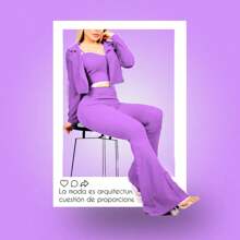 traje de tres piezas saco,top y pantalón - Lila Púrpura - Ver 1