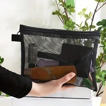 1個透明收納網格化妝收納袋,多功能旅行便攜袋,口紅護膚品收納洗臉化妝包, 灰色和黑色,多個尺寸可用 - 彩色 - 查看 2