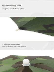 1 件装渔夫帽遮阳伞顶式伞帽轻便帽，直径 27 英寸/69 厘米，防水户外钓鱼伞带松紧带 - 軍綠色 - 查看 6