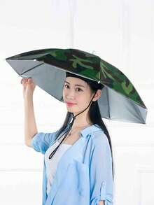 1 件装渔夫帽遮阳伞顶式伞帽轻便帽，直径 27 英寸/69 厘米，防水户外钓鱼伞带松紧带 - 軍綠色 - 查看 2