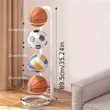 White  Four Layer Ball Storage Rack, Basketball Display Rack, Portable Outdoor Ball Rack Bracket, Used For Basketball, Football, Volleyball - White - View 4