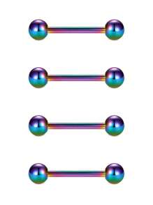 CIZME 4Pcs/Set Nipple Rings Tongue Rings Stainless Steel 14G Straight Barbells Piercing Jewelry 12mm,14mm,16mm,18mm