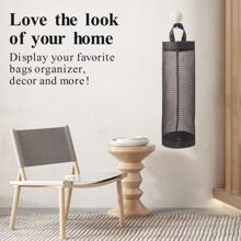 Multifunctional Hanging Garbage Bag Storage Bag, Kitchen Wall-Mounted Pull-Out Plastic Bag Collector, Storage Organizer Net Bag Dispenser