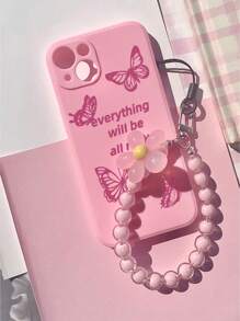 Phone Charm Brighten Up Your Compatible With IPhone With A Butterflies Pattern Simple Thickened Anti-Fall Phone Case Compatible With Iphone,International Version, Not The Domestic Version - Pink - View 2