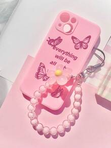 Phone Charm Brighten Up Your Compatible With IPhone With A Butterflies Pattern Simple Thickened Anti-Fall Phone Case Compatible With Iphone,International Version, Not The Domestic Version - Pink - View 3