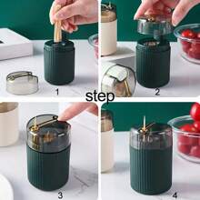 1個家庭牙籤盒,塑料防塵牙籤盒具有按壓式自動彈出設計 - 彩色 - 查看 6