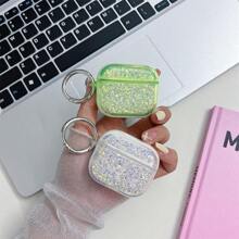 Fashion Rhinestone Decor Drop-Resistant Silicone Case Compatible With Apple Airpods (1st/2nd Gen), Airpods Pro, Airpods 3, Airpods Pro (2nd Gen) (Headphones Not Included) - White - View 2