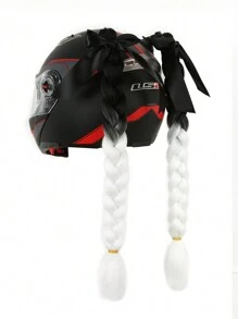 时尚风格 20 英寸 1 件蓝宝石黑色到红色黑色到蓝色黑色到白色蓝色粉色紫色黄色多色头盔辫子头盔辫子头发带可拆卸吸盘带蝴蝶结摩托车头盔马尾辫编织头发尾巴装饰多种颜色适合女性和男性派对日常和节日使用（不含头盔） - 彩色 - 查看 7