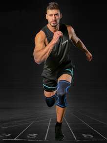 1 pieza Rodillera de nailon, soporte de rodilla deportivo para fitness, gimnasio, fútbol, trabajo - azul real - Ver 6