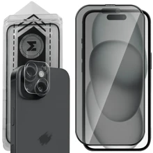 隱私鋼化玻璃螢幕保護貼，適用於 iPhone 15/15 Pro/15 Plus/15 Pro Max，附有鏡頭保護貼，抗眩光、易安裝 - 防窺強化玻璃手機膜 - 查看 1