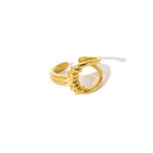 1pc Women's Stainless Steel Hollow Out Chain Design Ring For Date, Party And Working Women - Yellow Gold - View 5