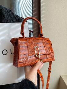 Dedoo 春夏时尚大气女神范靓丽百搭手提单肩斜跨通勤石纹迷你小方包小号手提小方包2024时尚休闲女包新款夏季斜挎包潮流美美哒 - 棕色 - 查看 2