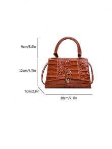 Dedoo 春夏时尚大气女神范靓丽百搭手提单肩斜跨通勤石纹迷你小方包小号手提小方包2024时尚休闲女包新款夏季斜挎包潮流美美哒 - 棕色 - 查看 10