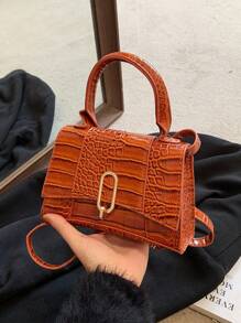 Dedoo 春夏时尚大气女神范靓丽百搭手提单肩斜跨通勤石纹迷你小方包小号手提小方包2024时尚休闲女包新款夏季斜挎包潮流美美哒 - 棕色 - 查看 5