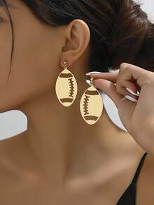 1對小批量設計運動風格與時尚個性化耳環,適合女性日常佩戴 - 金色棒球服 - 查看 6