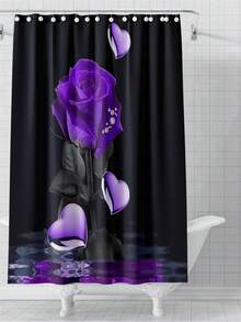 4pcs/Set Floral Printed Shower Curtain And Bathroom Mat Set, With 12 Hooks, For Bathroom Seat, Anti-Slip Mat, Waterproof Curtains, Home Bathroom Decor Accessories - Multicolor - View 5