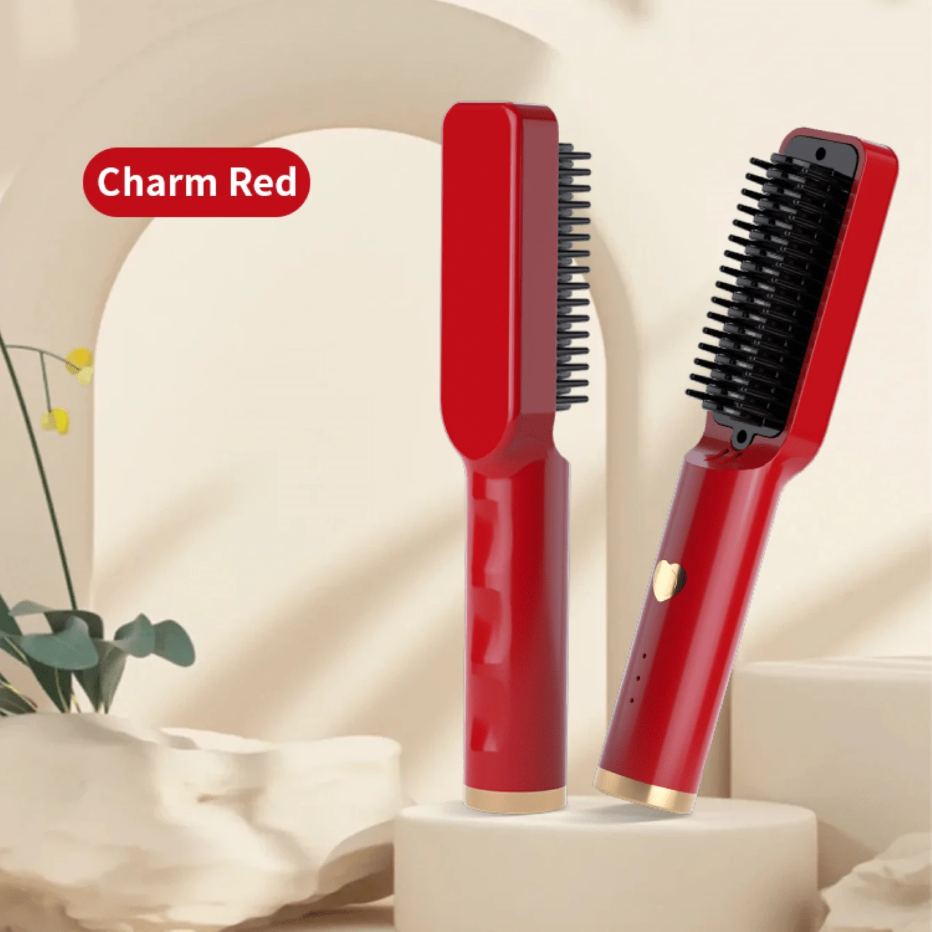 Cordless Hair Straightener Usb Travel Portable Charging Dual-Use Ceramic Straightening Comb - Red - View 1
