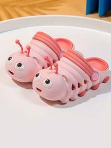 1對夏季可愛兒童拖鞋,配有矽膠防滑鞋底,中空孔設計,適用於女孩和男孩 - 粉色 - 查看 1