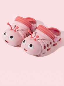 1對夏季可愛兒童拖鞋,配有矽膠防滑鞋底,中空孔設計,適用於女孩和男孩 - 粉色 - 查看 2